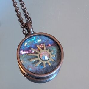 Handmade sunburst copper pendant necklace
